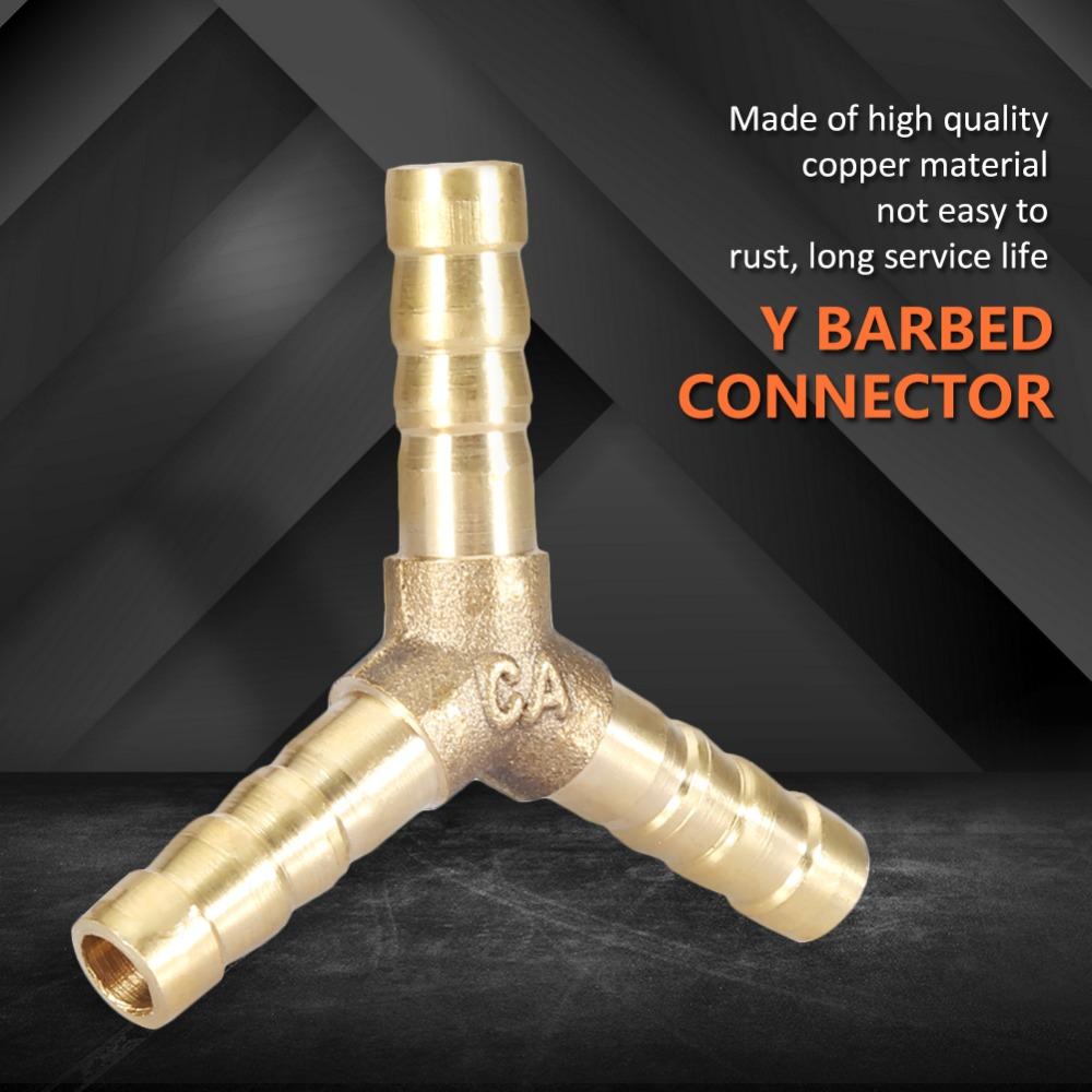 4pcs Union Adapter 3-Way Barbed Fitting Brass Material Y Shaped Fitting Fluid Transfer