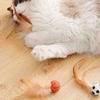 3Pcs Solid Biting Cat Interactive Ball Toy with Feathers Self Fun Cat Toy Bouncing Balls Interactive Play Elastic