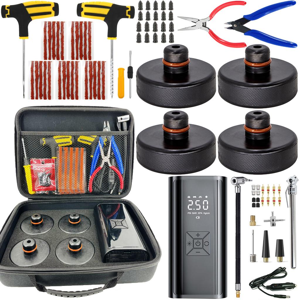 Adaptador de Gato para Elevar para Tesla Model 3 Y S X Kit de Herramientas de Reparación de Neumáticos para Pinchazos de Emergencia con Bomba Infladora de Aire