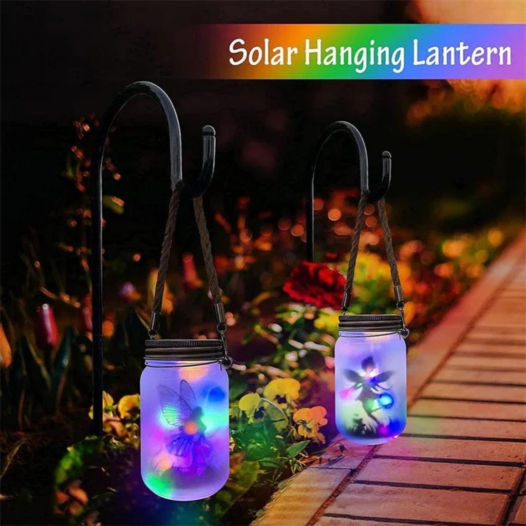 HOMZY Solar-Einmachglaslicht Solarlaterne Lichterkette Wasserdicht IP65 Hängend Stehend Solarlampe Gartendekoration für Terrasse Rasen