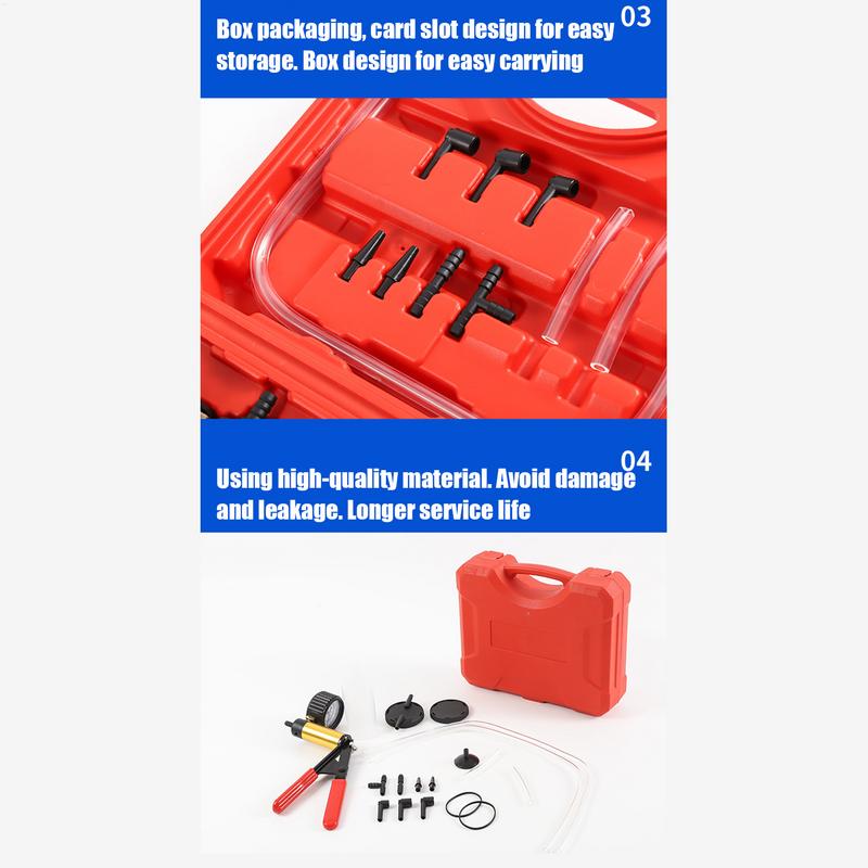 Bremsflüssigkeitswechsel-Kit 2 in 1 Manuelle Vakuum-Druckpumpe Bremsflüssigkeits-Entleerungs-Kit Vakuum-Pumpen-Tester-Kit Entlüftung des Bremssystems