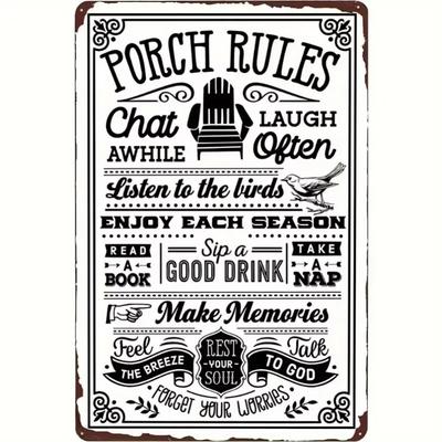 Vintage Porch Rules Rustic Sign PORCHNOSTALGIC EasytoMount Backyard Decor