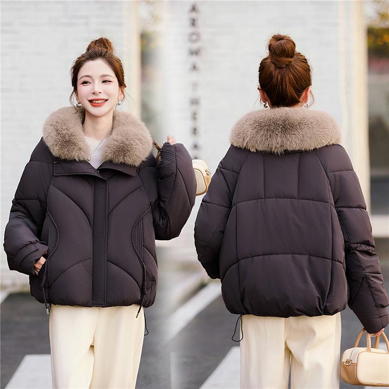 Short down cotton clothes women's winter small men's new loose lapel bread clothes jacket