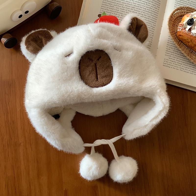 

Thickened Lace-up Loli Hat Japanese Leather Warm Ear Protection Plush Hat Korean Style Cute Witch Girl Hat Women