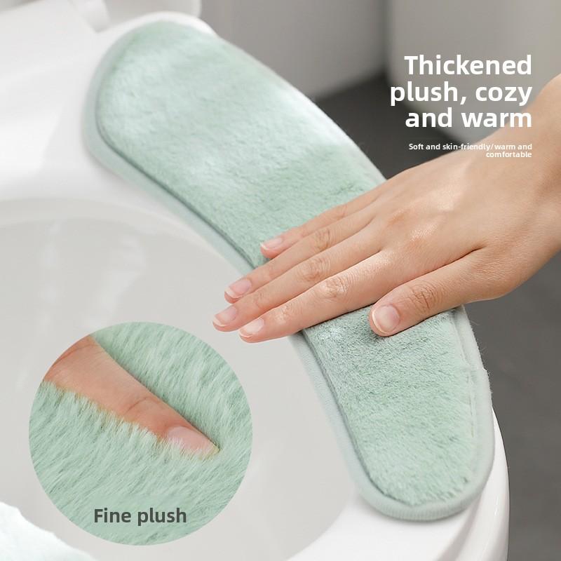 Rabbit Plush Thickened Warm Toilet Seat, TPR Back Adhesive Double-petal Separated, Repeatedly Washed Toilet Seat in Winter