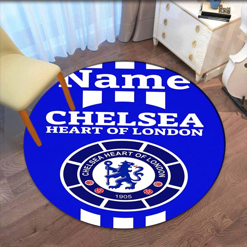 Custom Name Chelsea Football Club Printed Round Rug Carpet Chair Rug Area Rug Entryway Doormats,for Office Chair Living Room Bedroom Kitchen Room.