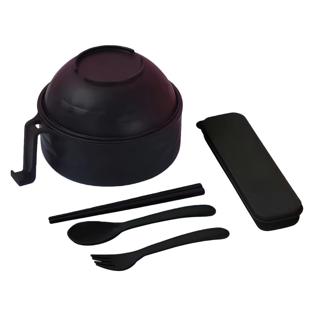 Complete Microwave Ramen Set Includes Bowl Cover Strainer Utensils Spoon Chopsticks Fork For Convenient Meals