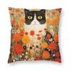 Gustav Klimt Cat In Flowers Square Pillowcase Polyester Linen Velvet Pattern Zip Decorative Sofa Seater Cushion Case