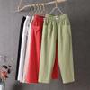 Pantalon harem amincissant à jambes droites, style coréen décontracté, en coton et lin pour femme, collection 2026