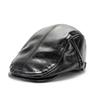 Forward Hat Men And Women Autumn And Winter Personality Retro Pu Cap Old Man Leather Hat Beret Newsboy Painter Peaked Cap