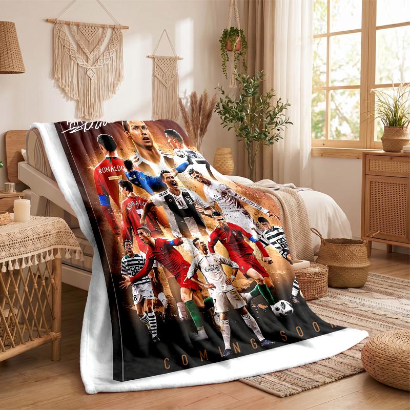 Cristiano Ronaldo Motiv Fleece-Decke Gemütliche Weiche Plüschdecke Für Schlafzimmer Couch Reise