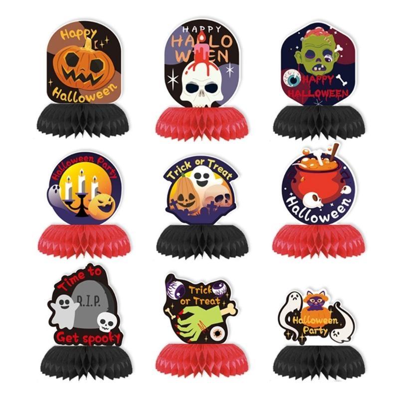 652F Halloween Theme Small Cupcake Toppers Cupcake Wraps Party Decorations Mini Pumpkins Skull Bat Cupcake Decoration