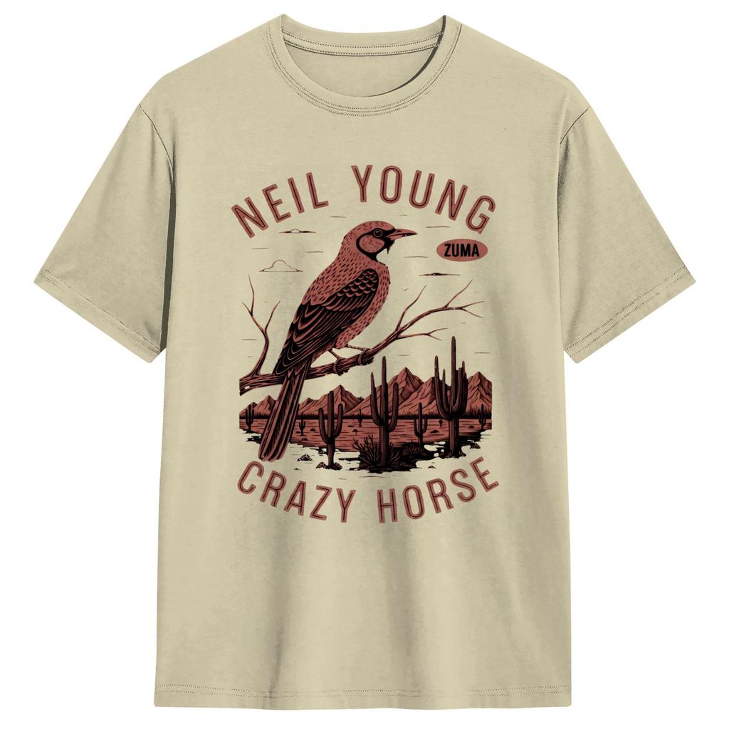 Neil Young Crazy Horse Zuma T-shirt Été Harajuku T-shirts 100% Coton Grande Taille Hauts Manches Courtes Hauts Vintage