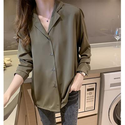 Biała koszula damska luźna szyfonowa koszula z długim rękawem zapinana na guziki koszula bluzka damska skręcić w dół kołnierz styl OL Blusas Ropa De Mujer