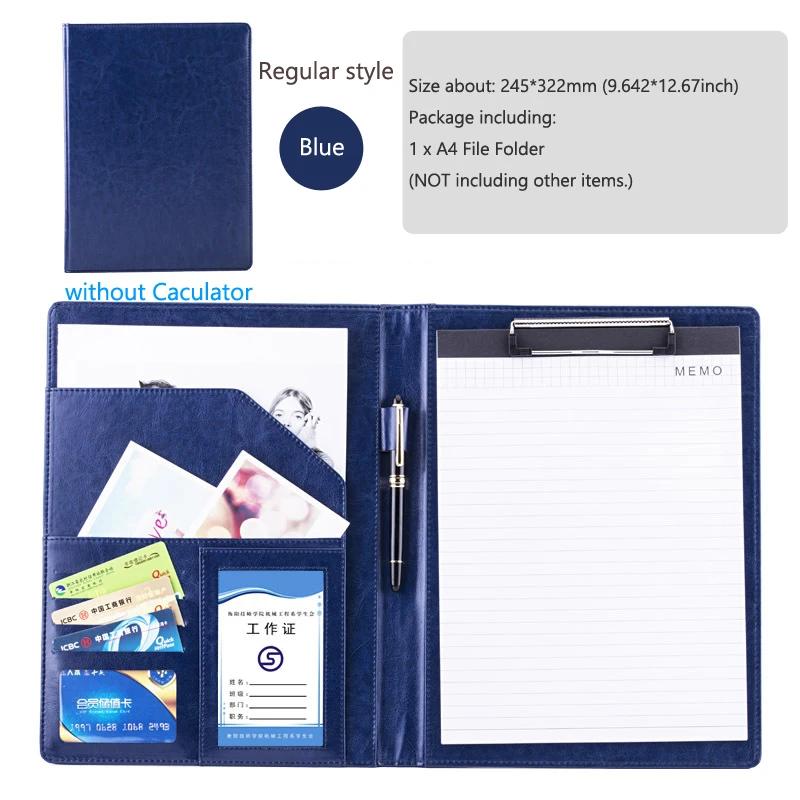 A4 Padfolio Man PU Padfolio File Folder Portfolio Business Document Holder Metal Clipboard Pad Document Organizer Holder Office