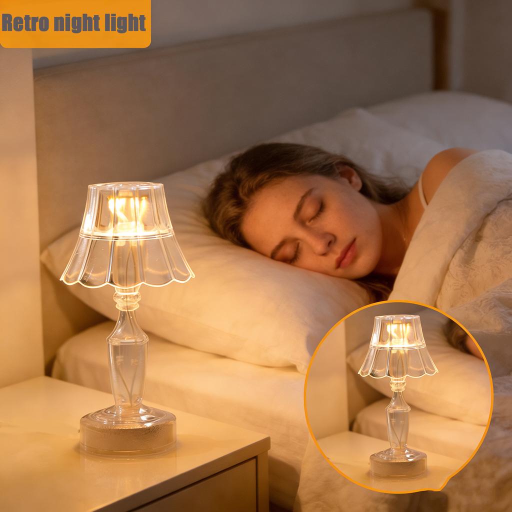 Transparente Tischlampe/Nachtlicht, Nachttisch-Umgebungslicht, Dekoration für das Schlafzimmer.