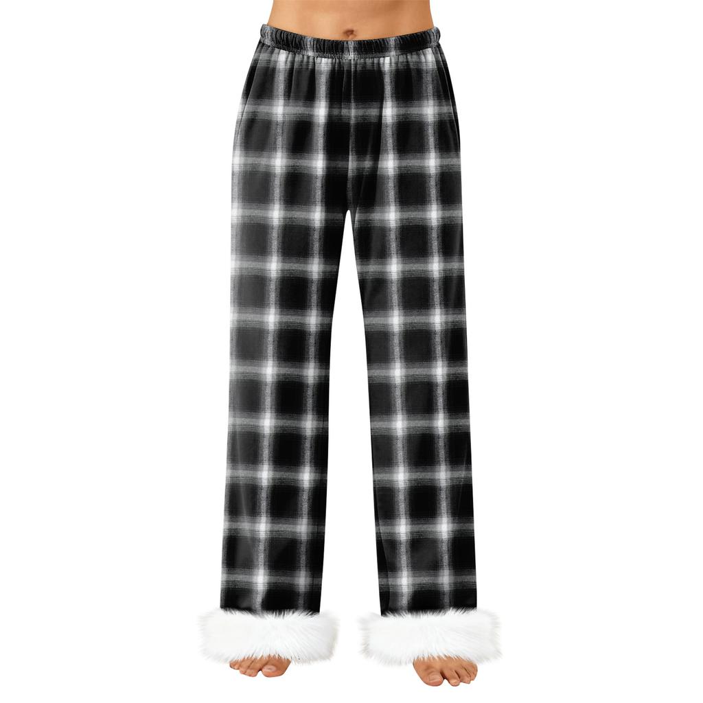 Women's Fashionable Casual Trousers, Plaid Print Trousers