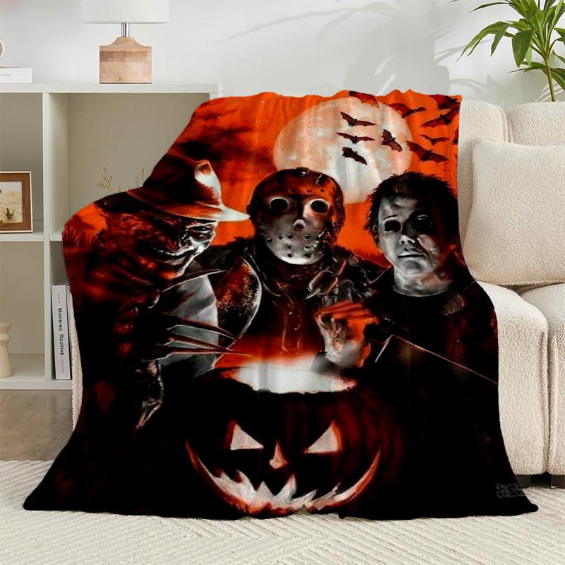 1PC Horror Movie Icons Flannel Blanket Gift, Suitable for Both Men And Women, Soft Ideal for Beds And Sofa, Birthday Or Christmas Gift