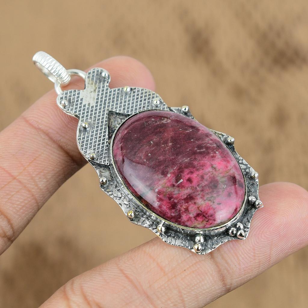 Wedding Gift For Her 925 Sterling Silver Natural Thulite Gemstone Pendant