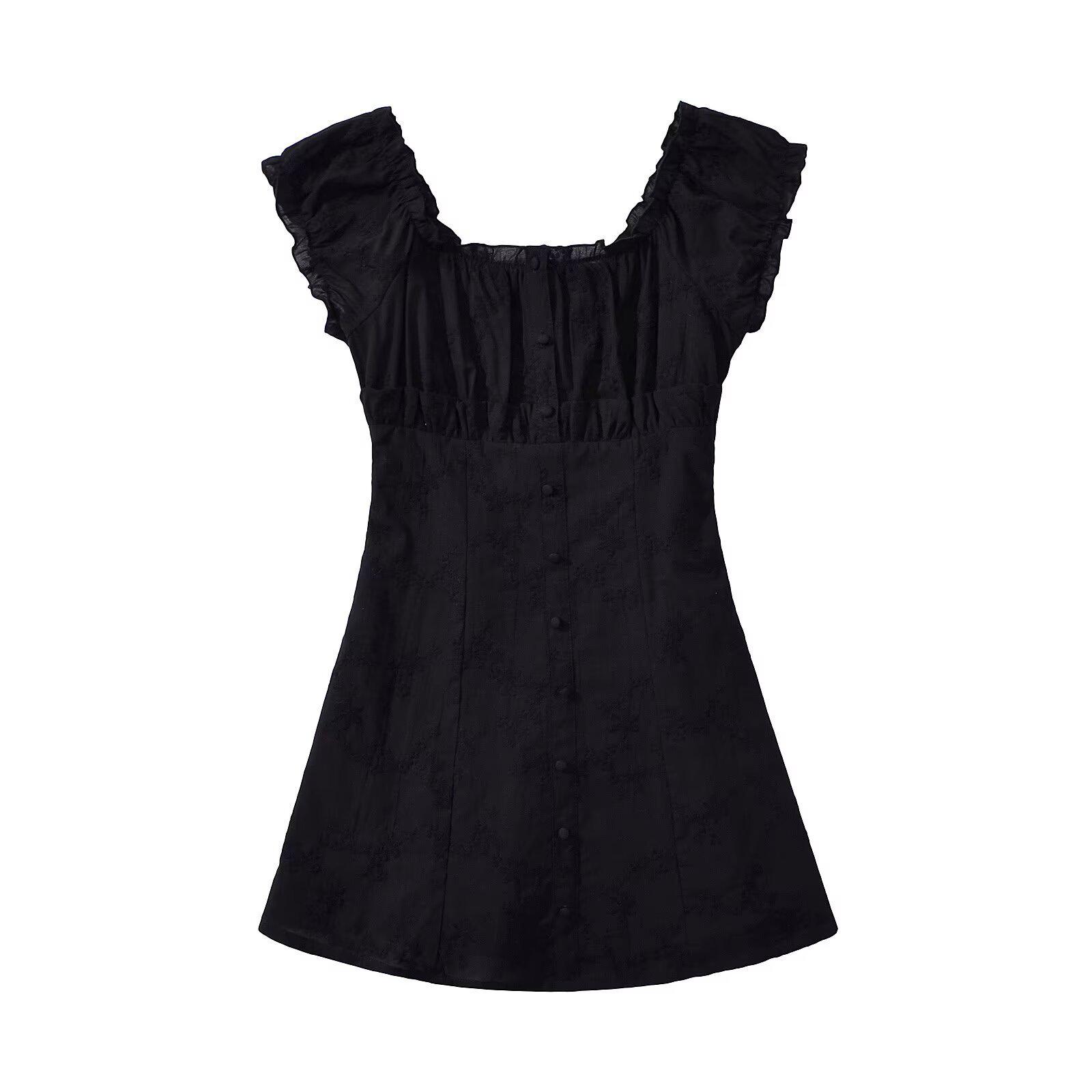 

Весна 2025 Женское Европейское и Американское Простое Милое Кружевное Платье Small чёрный