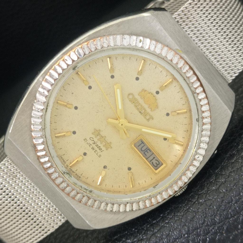 AUTOMATIC VINTAGE ORIENT CRYSTAL 46941 JAPAN MENS ORIGINAL DIAL WATCH a703462-1