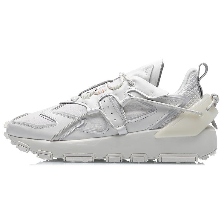 Li Ning CF Tracing Synthetic Leather Cushioning, Wear Resistant Low top Casual Shoes Men's White AGCQ621-6