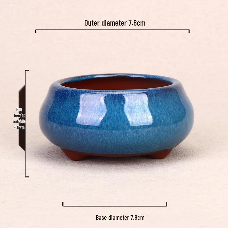 Ceramic Miniature Hand-Shaped Purple Clay Succulent Pot with Blue Glaze - Small Flower Pot for Balcony Seedlings