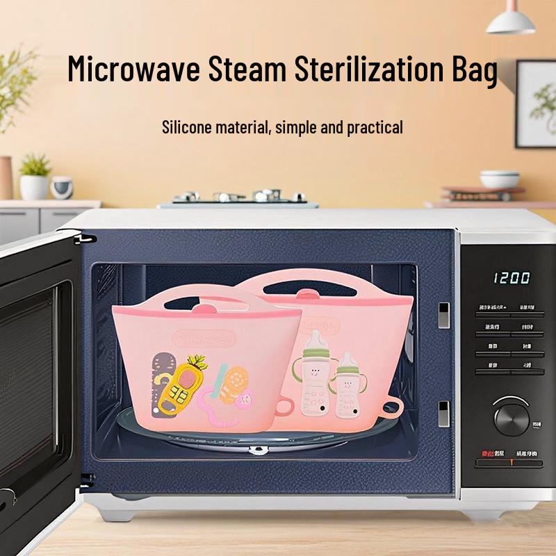 Silicone Microwave Steam Sterilization Bag for Baby Bottles, Pumps & Pacifiers