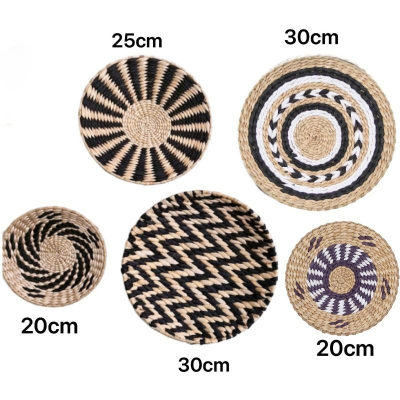 3/4/7pcs Bohemian Style Wall Basket Set Hanging Wall Basket Decoration Bohemian Style Wall Decoration Environmental Round Art