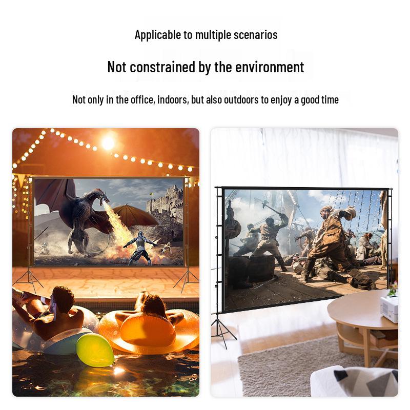 Enhanced Black Backlight Outdoor Projection Screen with Dual Floor Stands - Portable HD Home Projector Screen