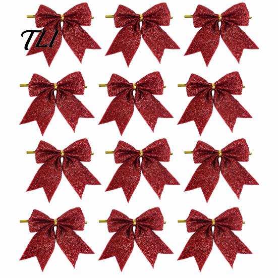 Gold Powder Bow Ties for Gifts Glitter Christmas Bow, Sparkling Ribbon Hanging Ornament Durable Ornaments Trees Tree Wreath Gift Box, Festive