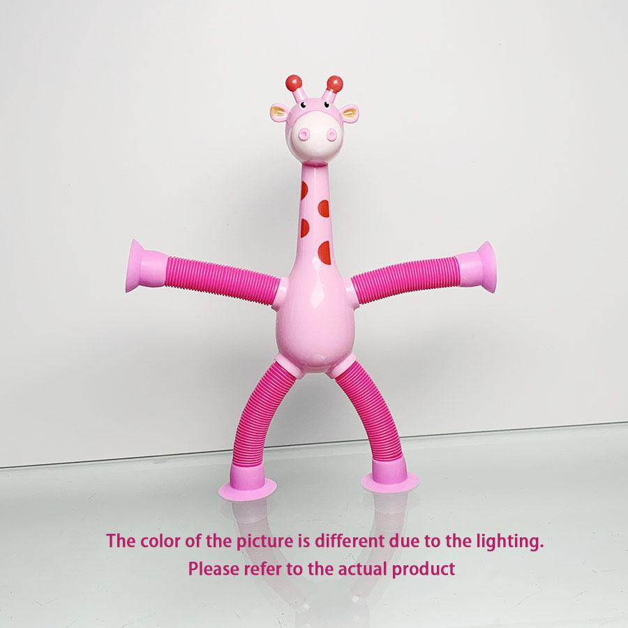 Suction cup giraffe robot telescopic toy with versatile light, elongated tube, children's cartoon creative puzzle toy