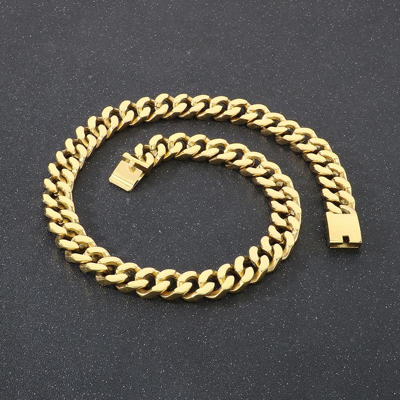 20MM Kalen Bright Cut Cuban Chain Chunky Necklace for Men 316L Stainless Steel Jewelry Trendy Rock Party Accessories Gold Color Gift