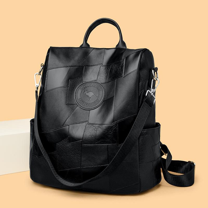 Schoolbag women's bag backpack large capacity backpack anti-splashing PU student schoolbag travel bag wholesale single shoulder new bag
