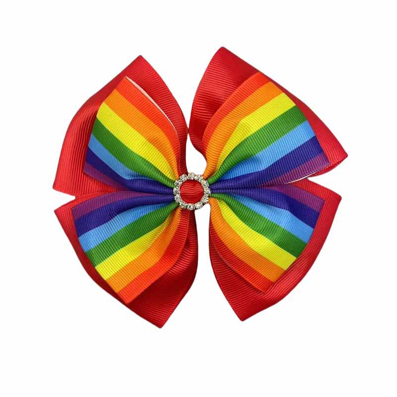 

Rainbow Gradient Bow Hair Clip for Girls - Baby & Child Hair Accessory красный