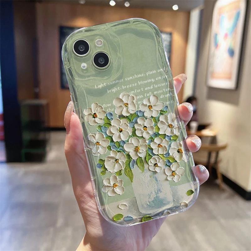 Case For Realme C53 C55 C67 C63 C65 C35 C33 C21Y C25Y C51 8 5G 10 13 11 12 Pro Plus GT 6 Note 60 Cover Flower Cream Wavy Edge