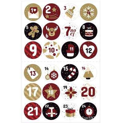 Cookie Merry Christmas Multi-Function Gift Packaging Paper Stickers Number Stickers Adhesive Label Advent Calendar