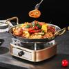 Stainless Steel Seafood Rice Pot Binaural Handle Stock Pot Hammer Grain Seafood Paella Pan  Cooking