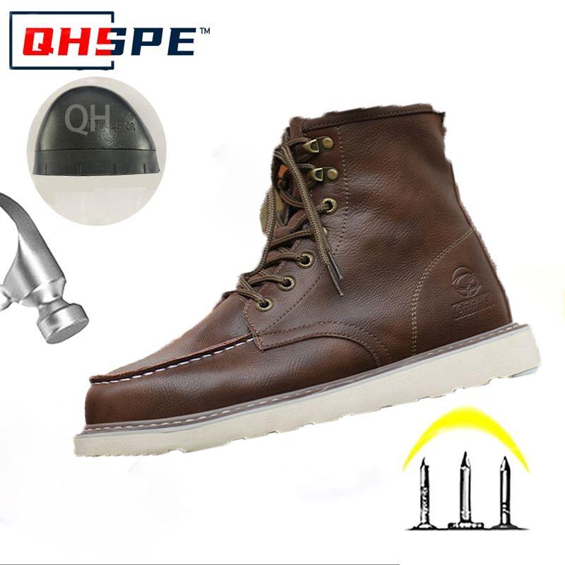 

Men s Safety Shoes Labor Protection Steel Toe Sneakers Men Boots Work Sneakers Anti-smash anti stabbing Waterproof 48 коричневый