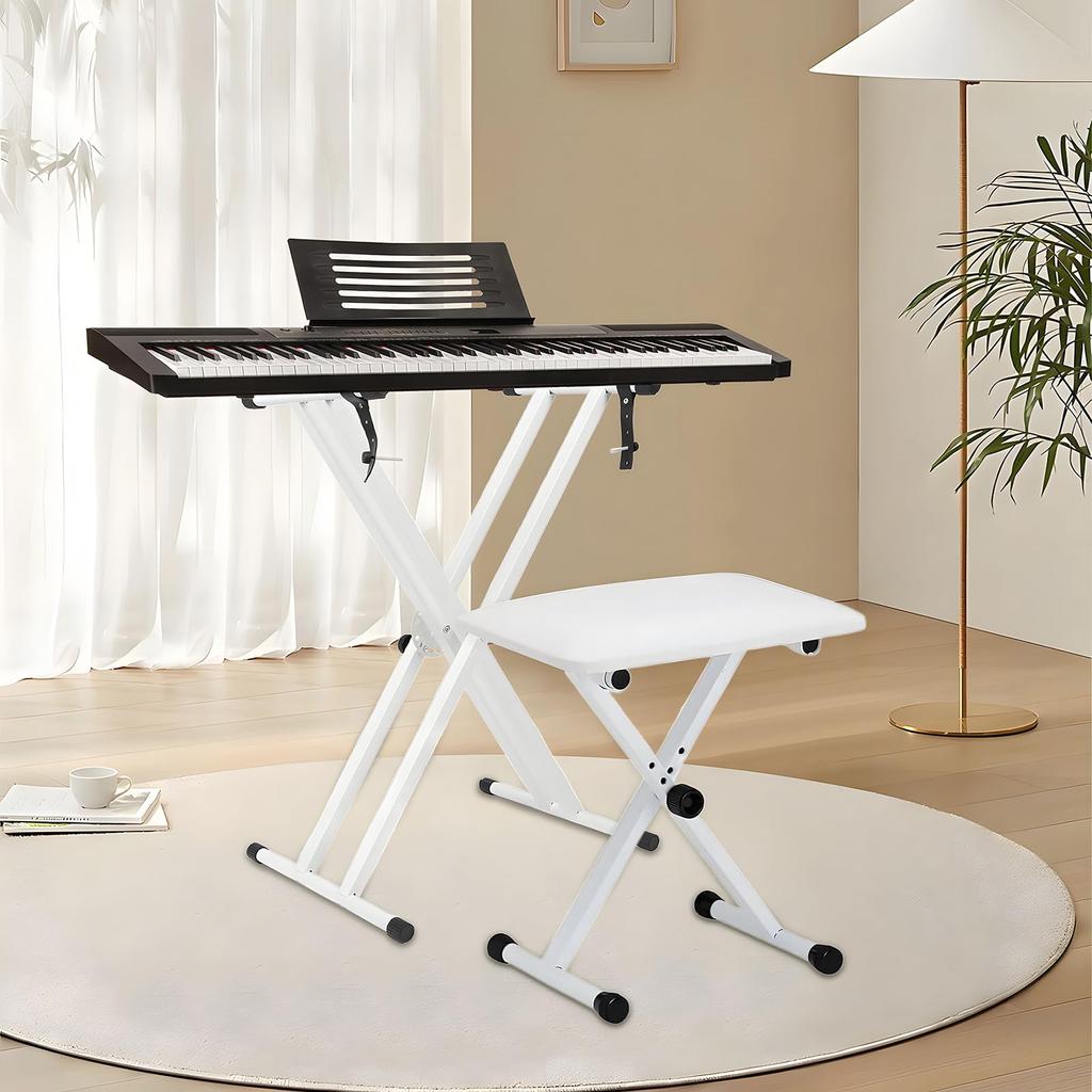 Keyboard Stand Bench Set Keyboard Stand Digital Piano Design Durable and Strong Dustproof Cap Included Height Thick Reinforced 4 Stable Standing