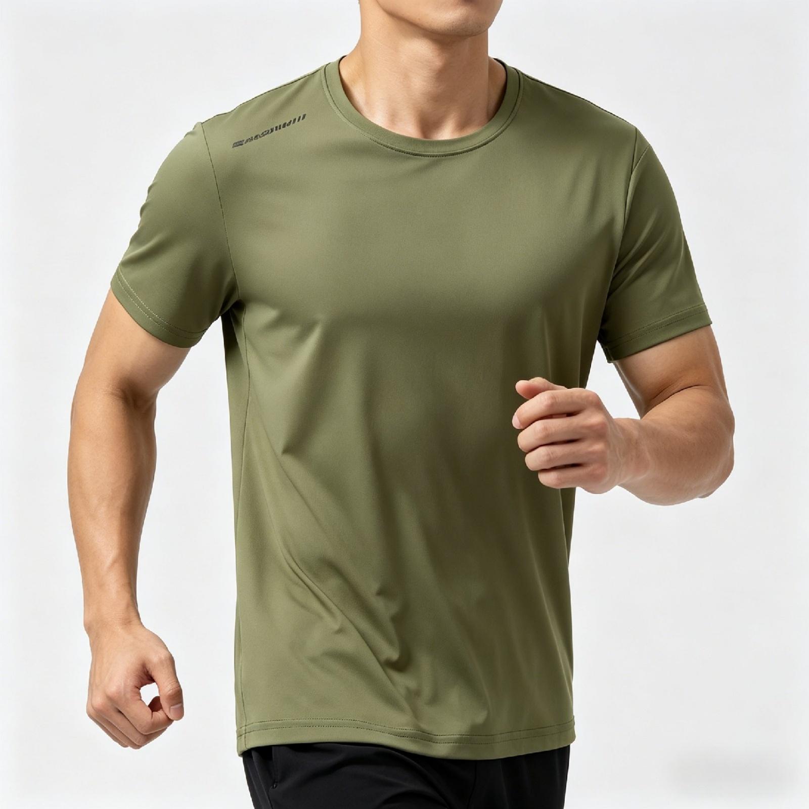 

Men Short Sleeve Crew Neck T Shirt Lightweight Breathable Athletic Top Classic Fit Soft Fabric Casual Wear L