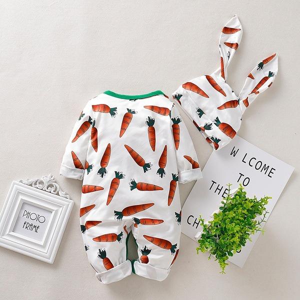 Girls' European And American Style Easter Carrot Romper With Rabbit Ear Hat Spring And Autumn Children's Clothing