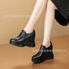 Slope heel women's single shoes 2025 new small super high heel thick sole waterproof table muffin casual shoes leather round head leather shoes