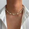 Adjustable Imitation Pearl Choker White Goth Clavicle Chain Vintage Boho Starfish Necklace  Jewelry