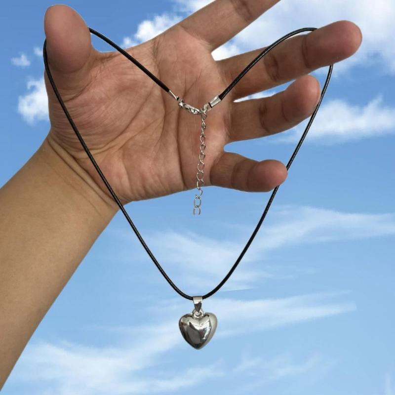 European and American Jewelry Simple Love- Pendant All-match Clavicle Chain Novel Wax Line Cold Wind Necklace for Girl