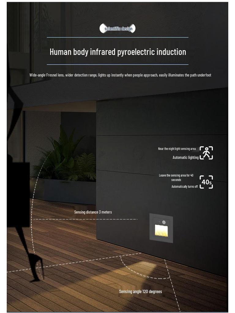 Outdoor LED Motion Sensor Step Light, Waterproof Recessed Aluminum Plinth Light