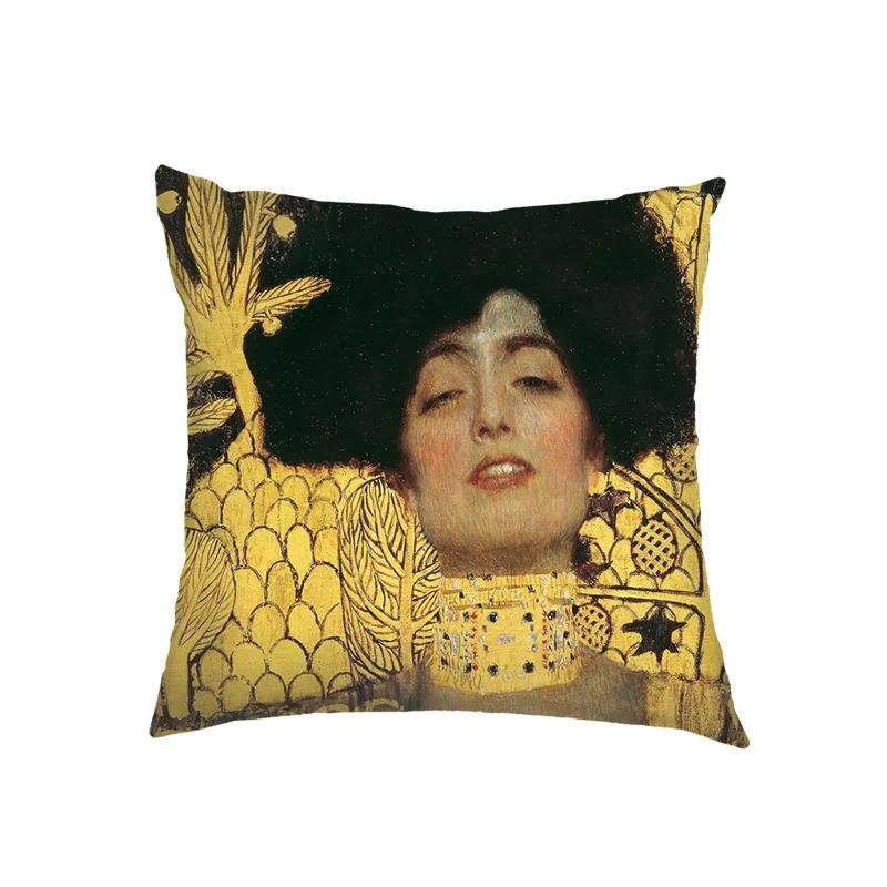Ölgemälde Kuss von Gustav Klimt Kissenbezug Van Gogh Sternennacht Leinen Kissenbezug Sofa Dekokissenbezüge für Wohnzimmerdekor