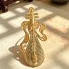 Fang Song Pattern Jade Lute Brooch - Metal Set with Diamonds - Traditional Chinese Musical Instrument Brooch Pin