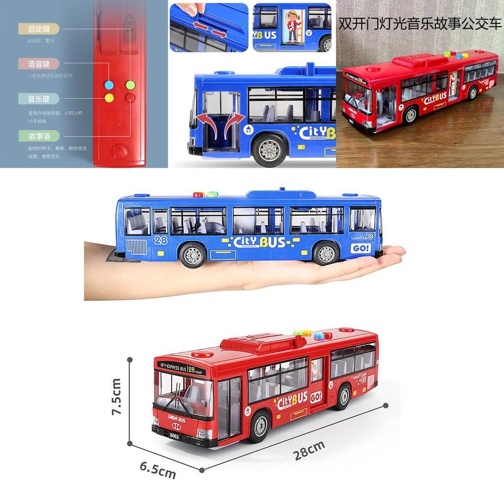 Kids Red Bus Toy Vehicle Model With Music Lights Stories For Developmental Playtime