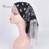Party Headscarf Sequins Scarf Exquisite Pattern Tassel Design Non-Fading Washable Quick Dry Fringed Bandana Decorative Polyester Women Beautiful for